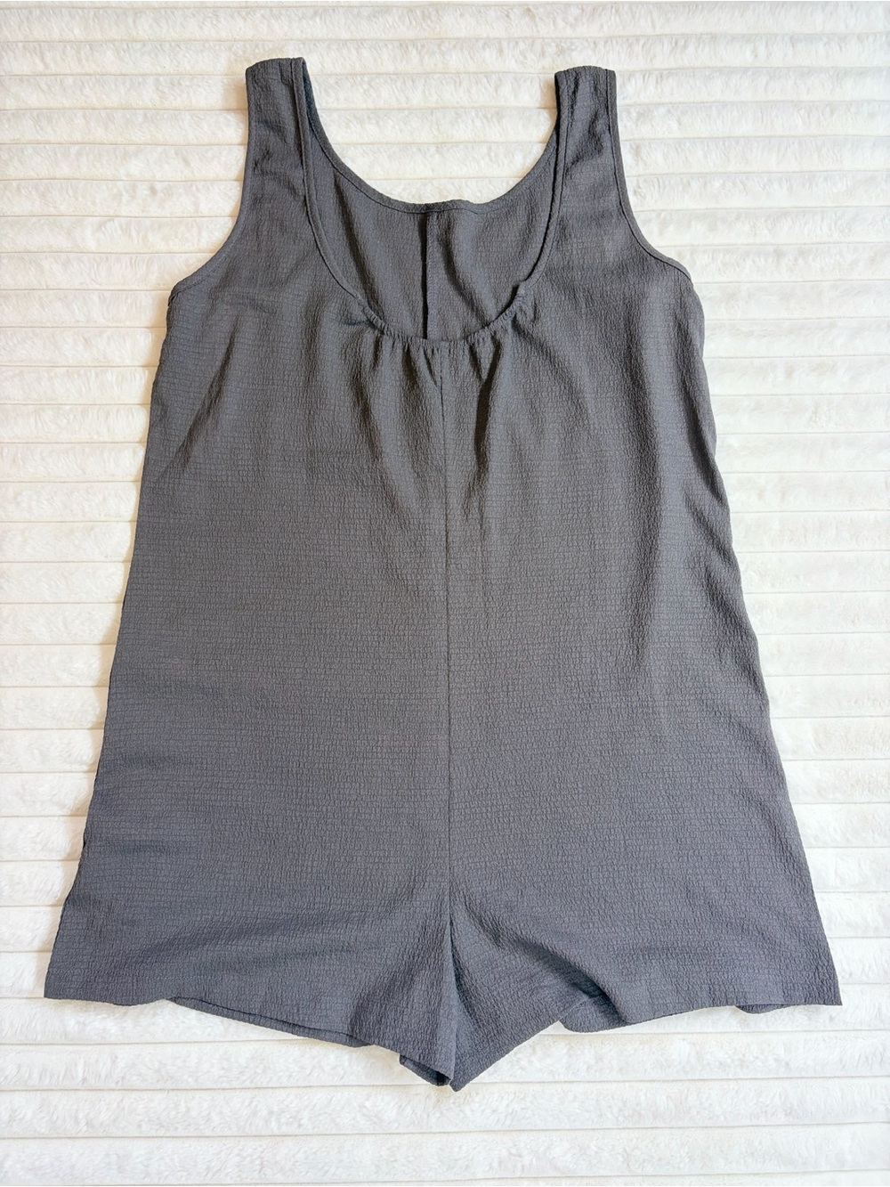 Gray Lightweight Sleeveless Romper Relaxed Fit Casual